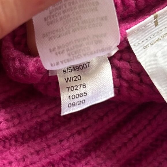 ANN TAYLOR Mock Neck Pullover Sweater S Bright Pink Ribbed Knit Relaxed Fit - Picture 8 of 9